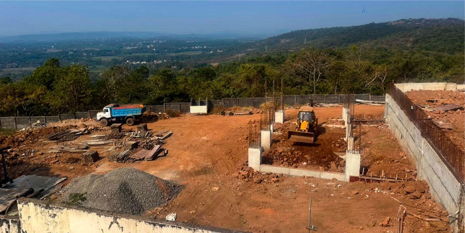 Column foundations being cast at Medispray, Goa