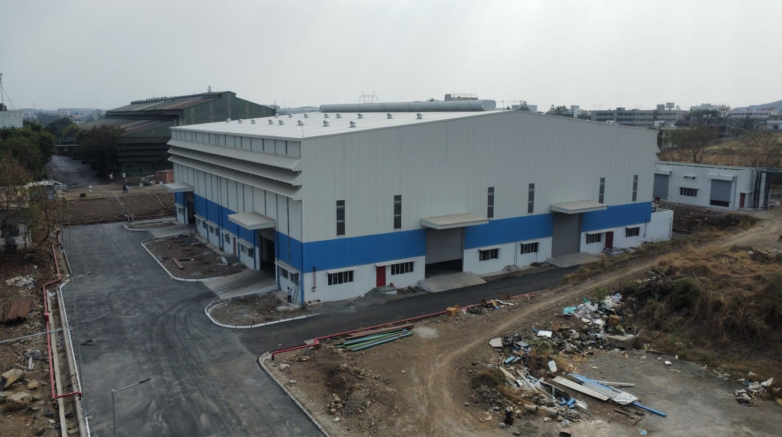 Site works alongside the shed at Mahindra CIE Automotive